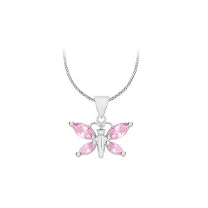 Sterling Silver Pink Butterfly Pendant