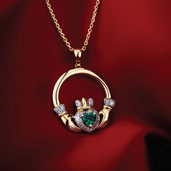 Emerald Claddagh Pendant | Emerald Claddagh Necklace