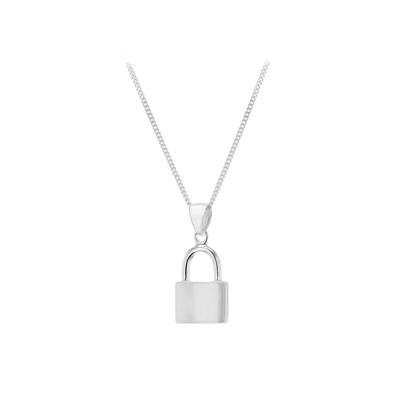 Sterling Silver Lock Pendant Necklace