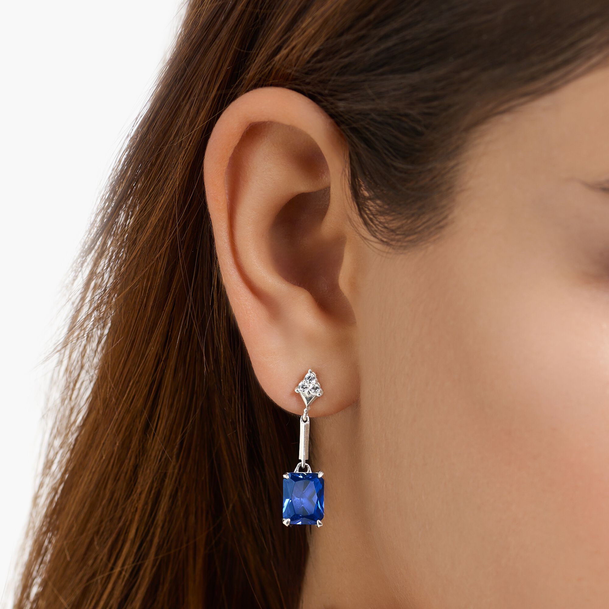 Blue stone embellished eye shaped earring by Studio B 40 | The Secret Label-baongoctrading.com.vn
