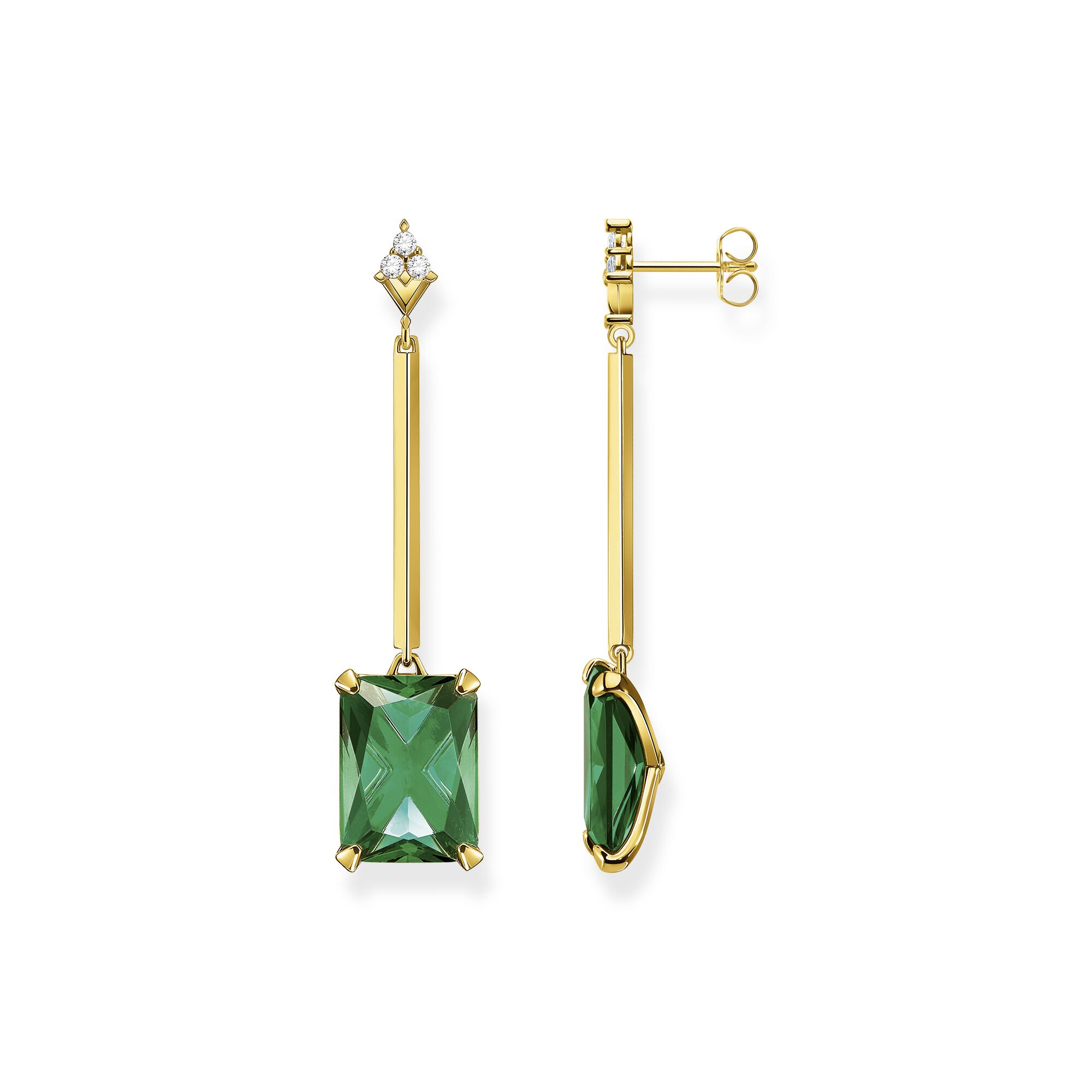 Light Green Stone diamond Danglers Earrings | Gemzlane