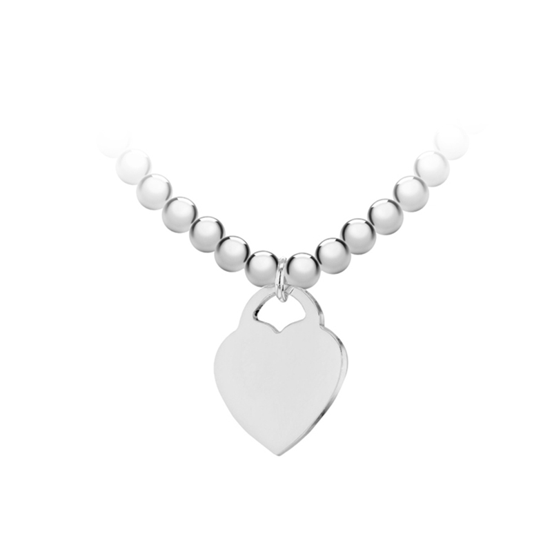 Silver Beaded Heart Engravable Necklace - Fallers -  - Fallers  Irish Jewelry