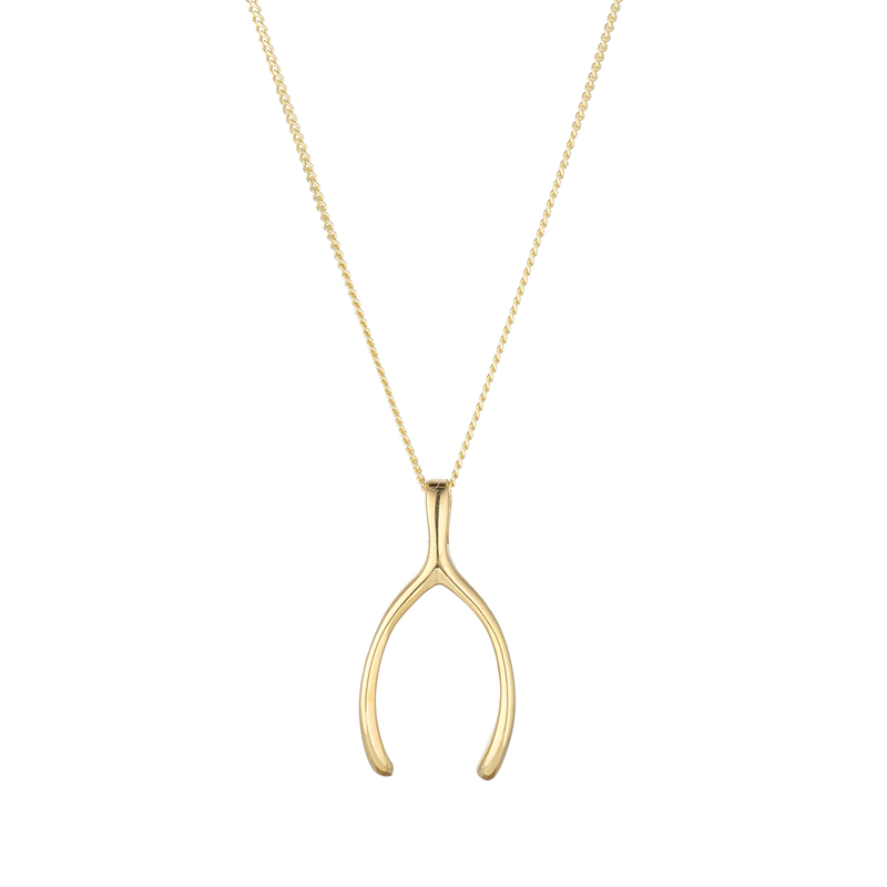 Pendant necklace - Gold-coloured/Wishbone - Ladies | H&M IN