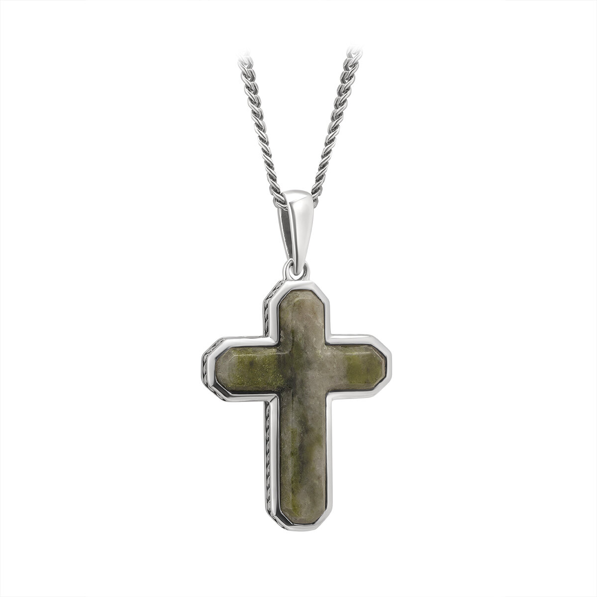 Men s Silver Connemara Marble Cross Chain Fallers Fallers Irish Jewelry
