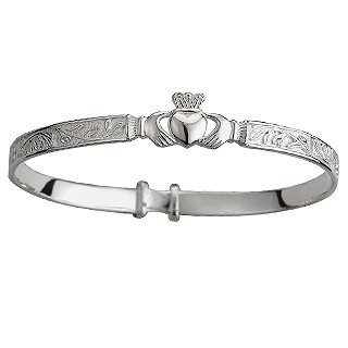 Sterling Silver Claddagh Celtic Knot Bangle Bracelet Cuff Expandable  Stackable Hook Clasp Celestial: 31937906835525