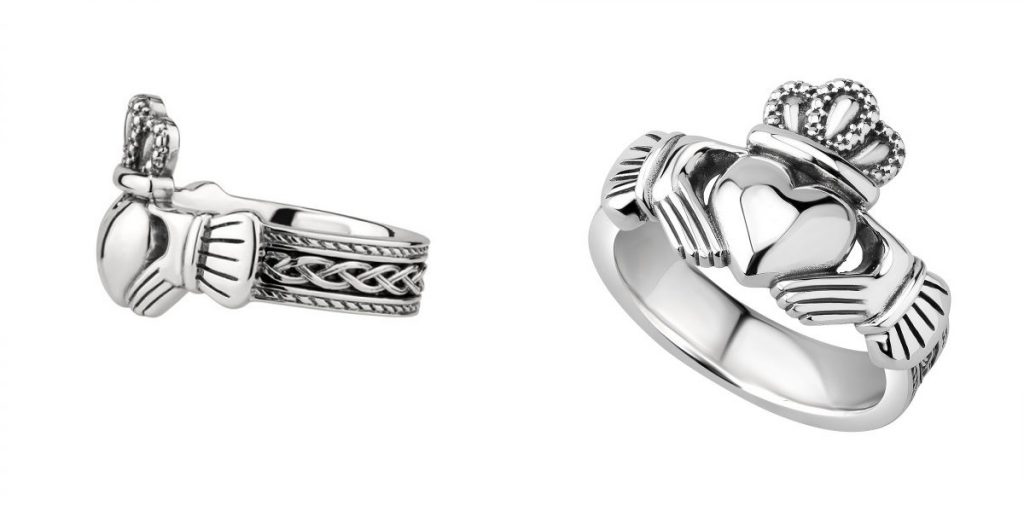 Men's Heavy Sterling Silver Claddagh Ring Oxidized