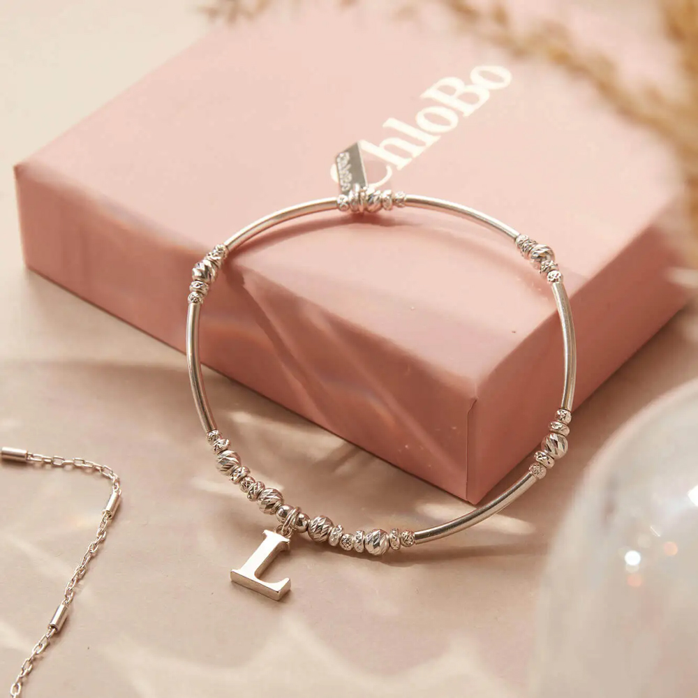 ChloBo Silver Iconic N Initial Bracelet