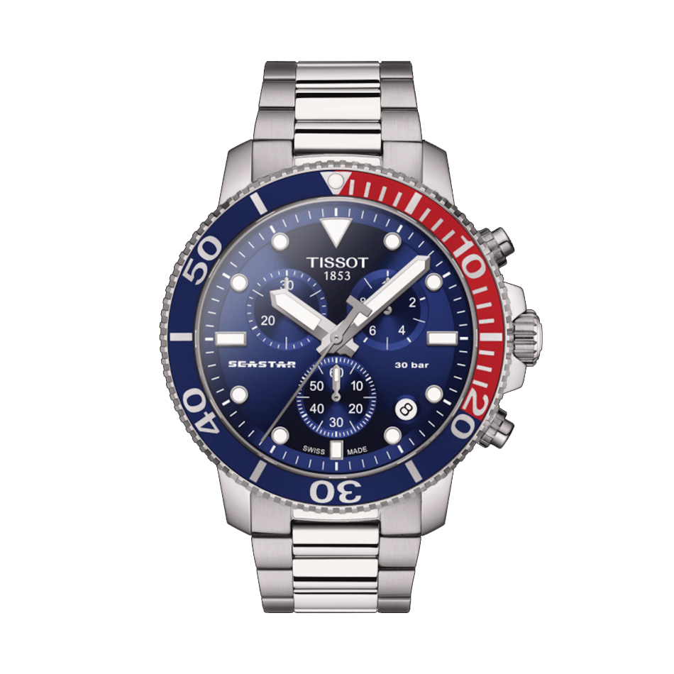 Tissot Seastar Mens Watch Blue Red Tissot Fallers