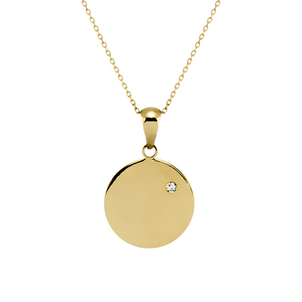 9ct Gold Small Engravable Circle Pendant Necklace 16 - 20 Inches |  Jewellerybox.co.uk