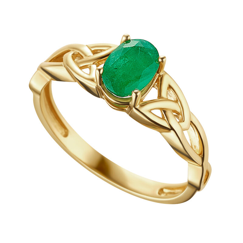 14K Gold Oval Emerald Celtic Knot Ring - Solvar - Fallers.com - Fallers  Irish Jewelry