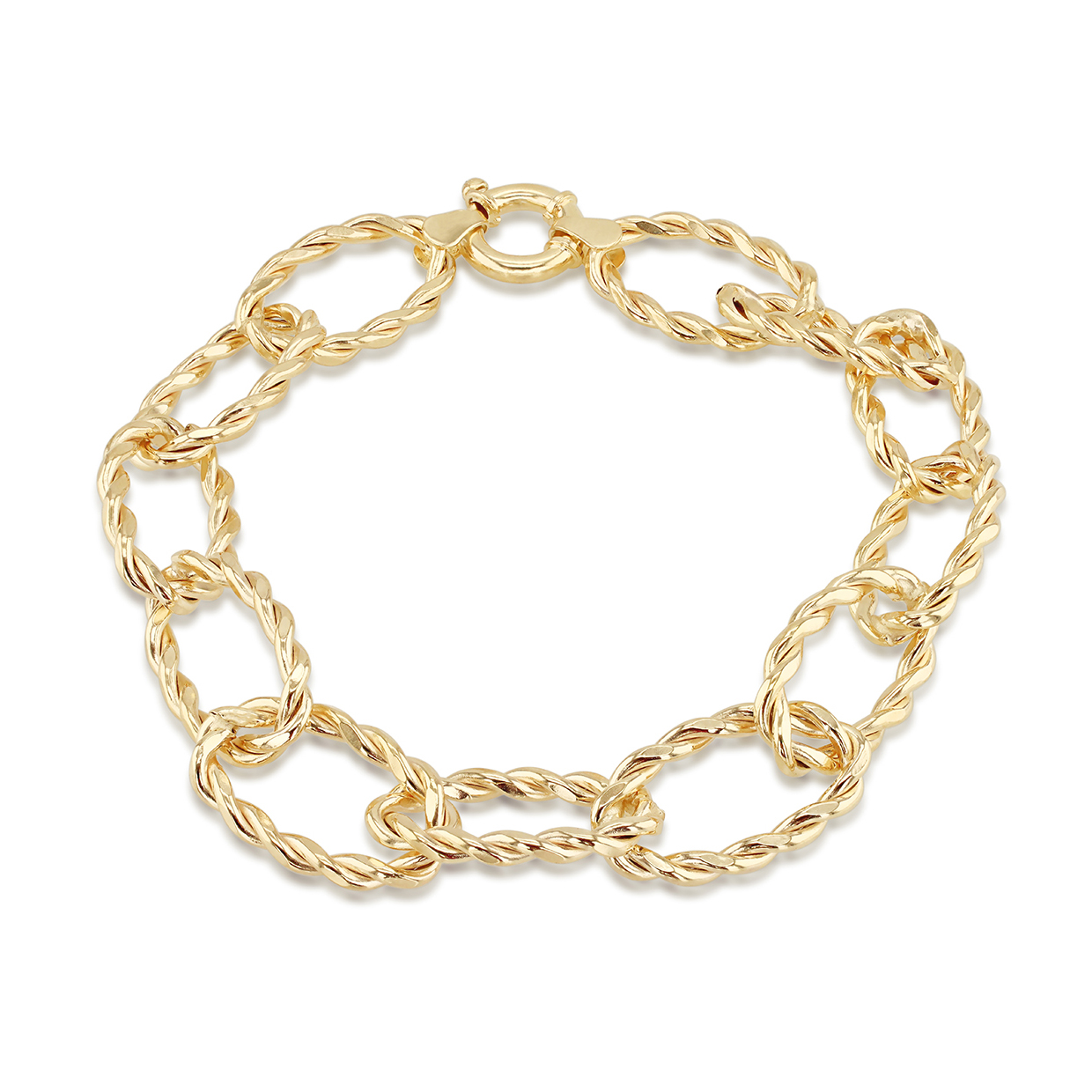 Fancy Twisted Link Bracelet in 14k Yellow Gold