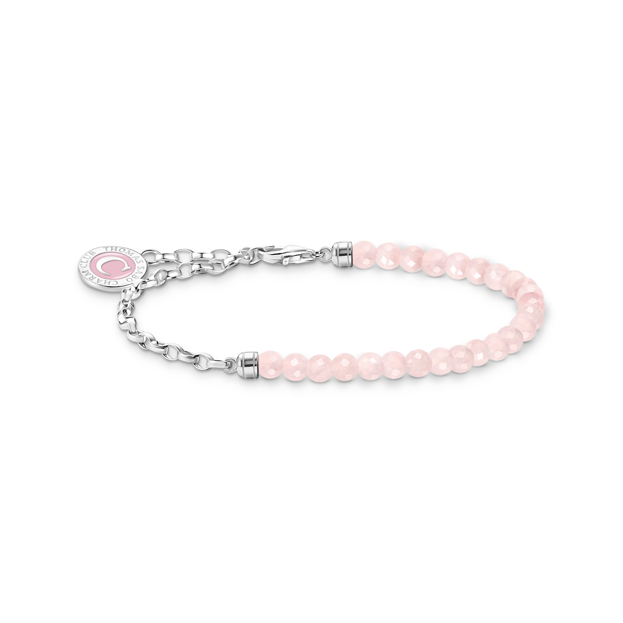 Thomas Sabo Rose Quartz and Silver Link Charm Bracelet