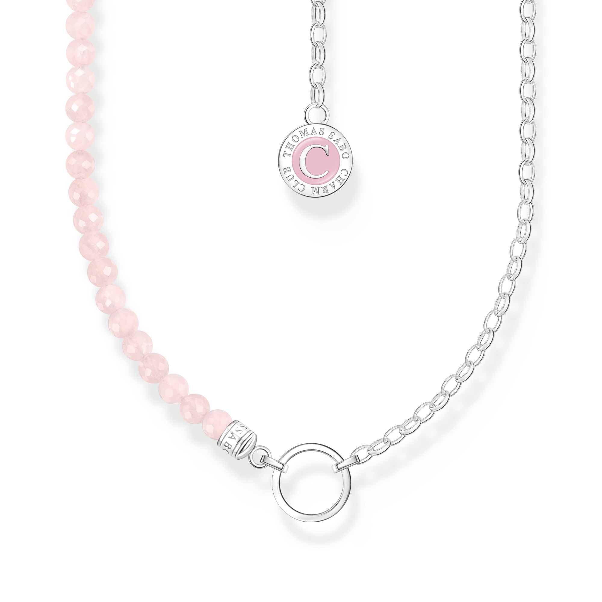 Thomas Sabo Charm Necklace with Beads of Rose Quartz and Charmista