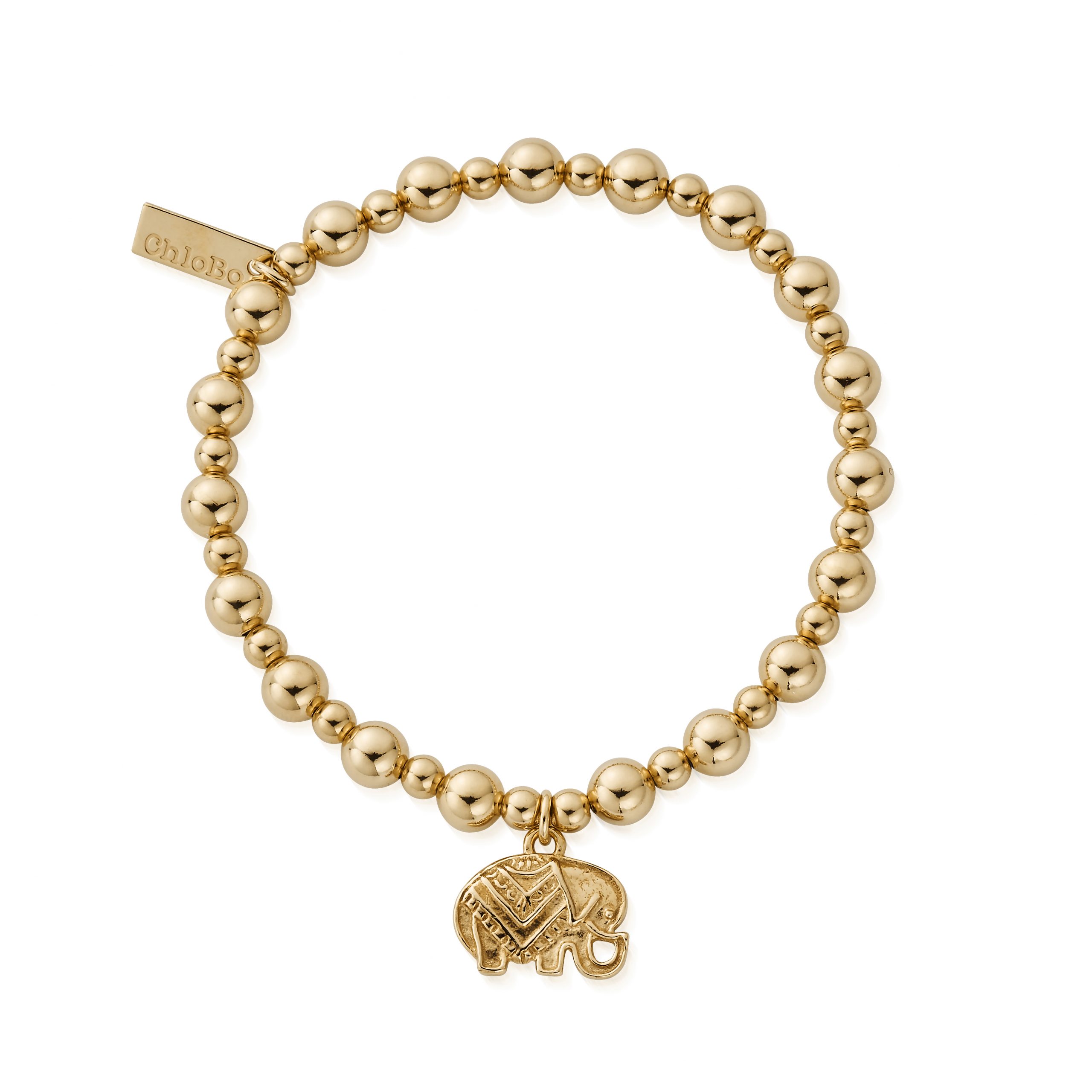 18K Gold Plated Triple Elephant Charm Bracelet