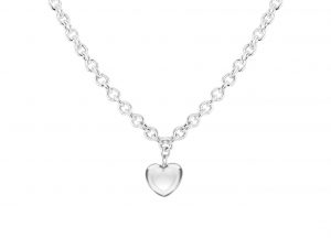 Sterling Silver Puff Heart Necklace