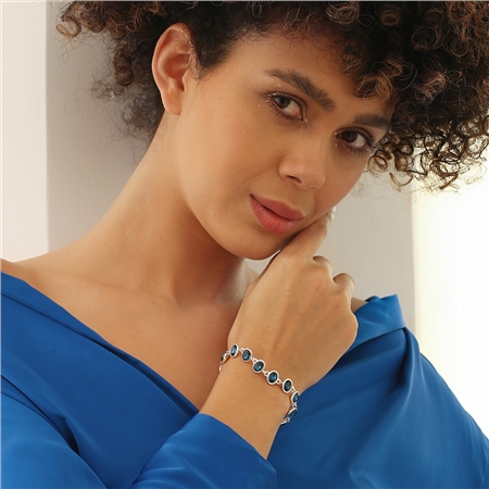 Gold Bracelet with Blue Stones For Wedding, Formal, Prom, Evening Wear –  PoetryDesigns