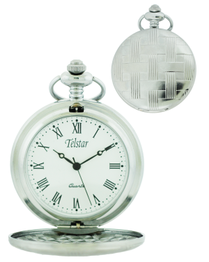 Telstar Stainless Steel Roman Numerals Pocket Watch