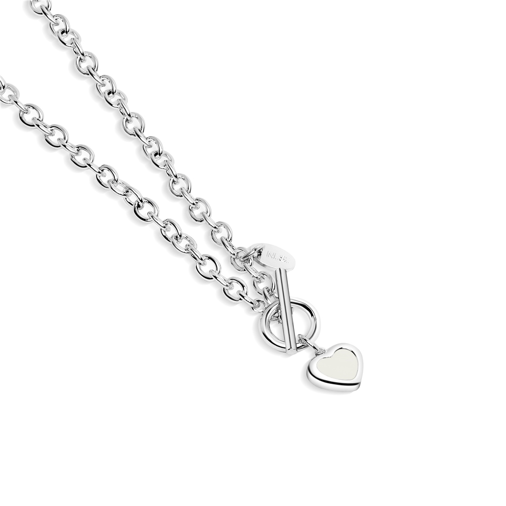 Goldsmiths Sterling Silver Heart T Bar Necklace 8.17.0774 | Goldsmiths