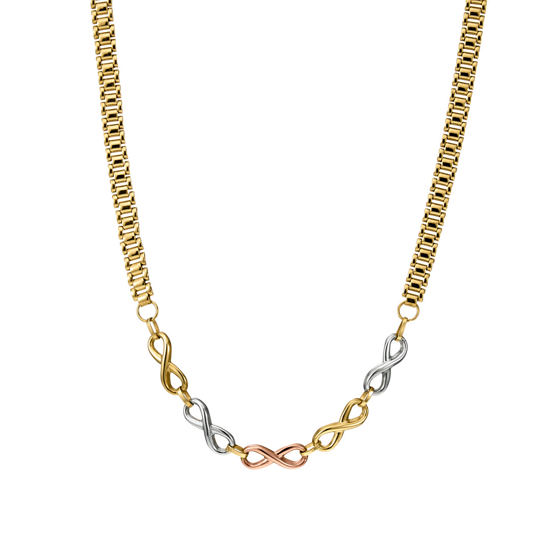 Lot 75 - Three-colour gold necklace, 15.1g approx