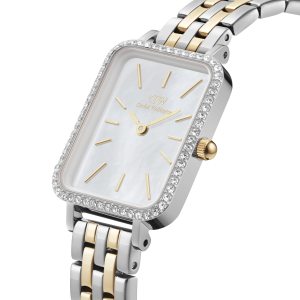 DW00100671_Quadro-Lumine-Bezel_5-link_Two-Tone_MoP_White_CloseUp_Angle1
