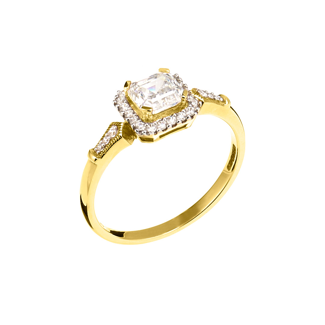 9ct gold ring sales with cubic zirconia