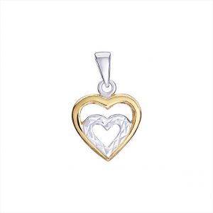 Gold Plated Double Heart Necklace with 18 Inch Chain
