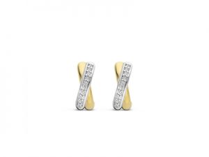 Ti Sento Gold Plated Cubic Zirconia X Hoops
