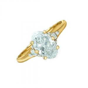 18K Gold Oval Lab Diamond & Diamond Shoulders Ring 1.54CTS