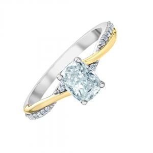 18K White Gold Lab Diamond Cushion Cut Two Tone Twist Sides 1.20CTS