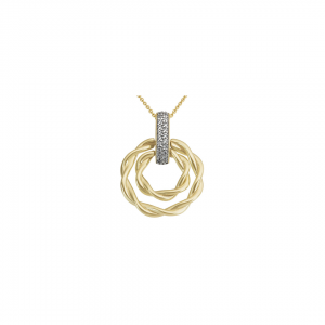 9K Gold Double Rope Circle Diamond Pendant