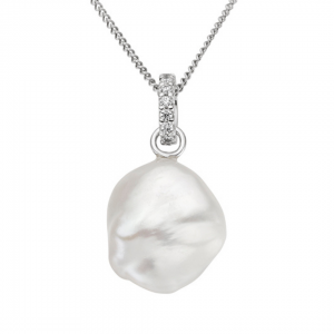 9K White Gold Fresh Water Cultured Keshi Pearl Pendant