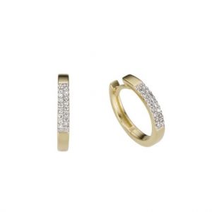9K Gold Pave Double Row Diamond Set Hoops