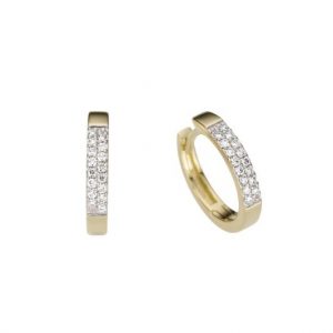 9K Gold Diamond Hinged Hoop Earrings