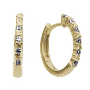 9K Gold Diamond Hinged Hoop Earrings