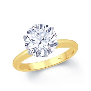 18K Gold Round Lab Diamond 6 Claw Ring 1.64CTS