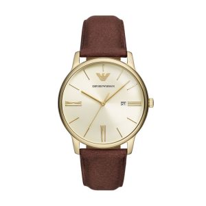 Emperio Armani Minimalist Leather Strap Watch