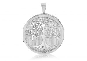 Sterling Silver Tree of Life Round Locket with Chain