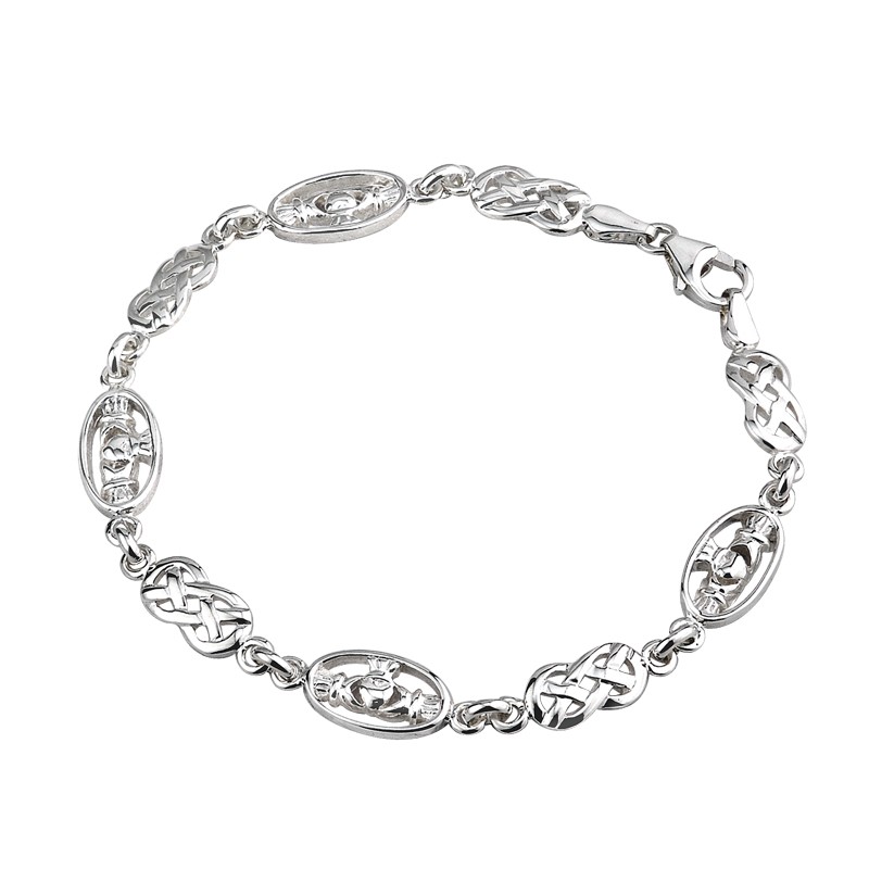 Sterling Silver Claddagh & Celtic Bracelet