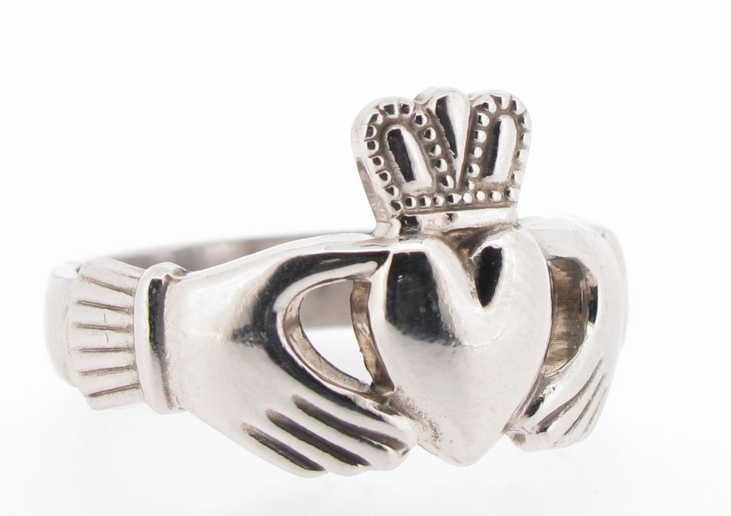 Fallers Men's 14K White Gold Claddagh Ring - Image 3