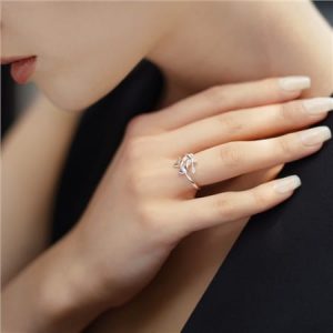 Newbridge Leaf Ring with Clear Stones