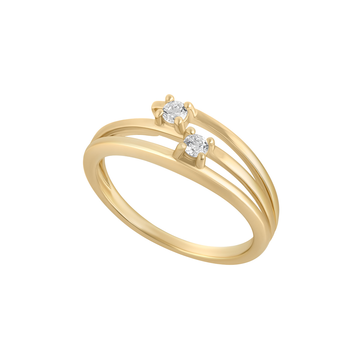 9k Gold Cubic Zirconia Triple Bar Dress Ring