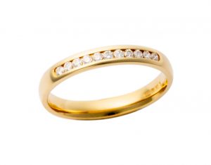 18K Yellow Gold 11 Diamond Channel Set Band