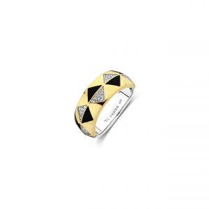 Ti Sento Gilded CZ & Black Ring