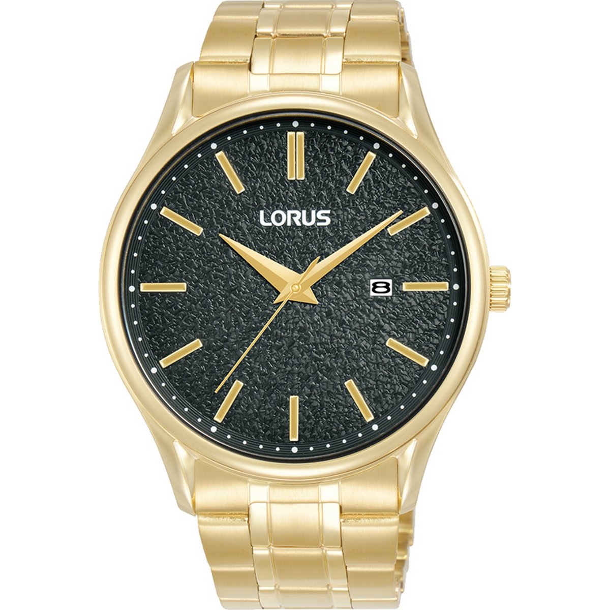 Lorus Gents Gold plated Bracelet Black Dial