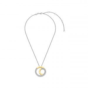 Ti Sento Gilded Cubic Zirconia Circle Twist Pendant