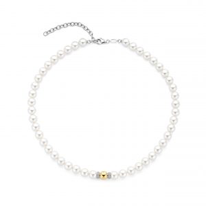 Ti Sento Pearl Gilded Ball Centre Necklace