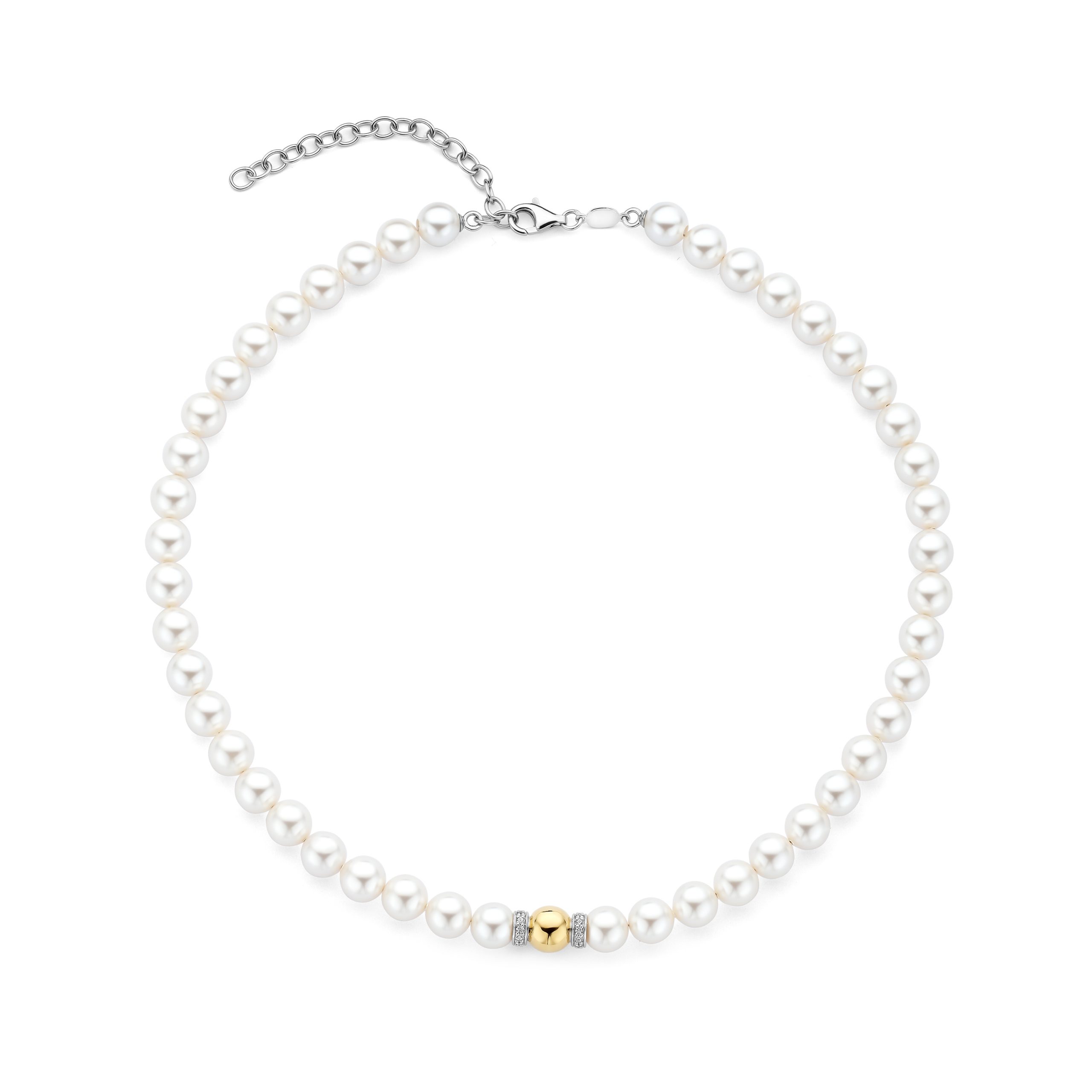 Ti Sento Pearl Gilded Ball Centre Necklace