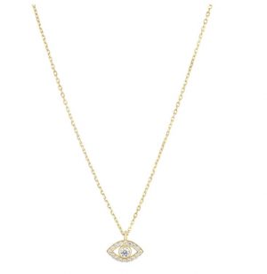 Silver Yellow Cubic Zirconia Evil Eye Pendant