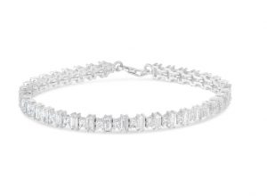 Sterling Silver Baguette and Round Tennis Bracelet