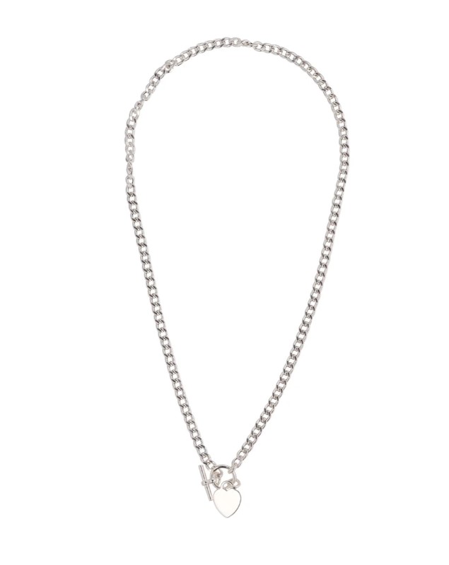 Sterling Silver T-Bar Heart Necklace